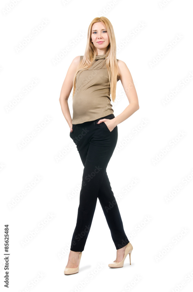 Beautiful pregnant woman isolated on white Beautiful pregnant woman isolated on white
