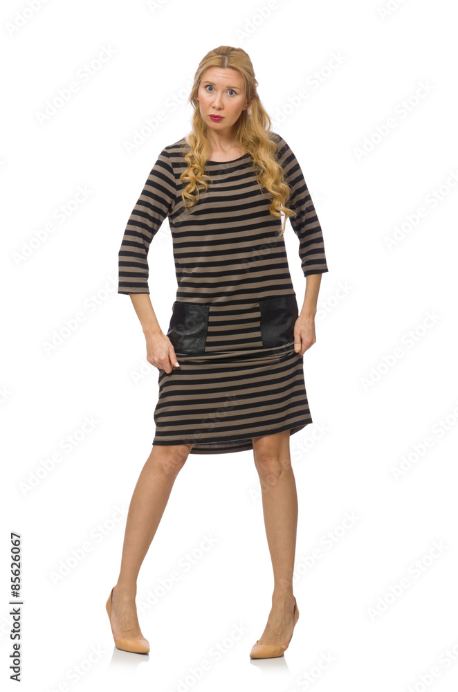 Pretty woman in brown dress isolated on white Pretty woman in brown dress isolated on white