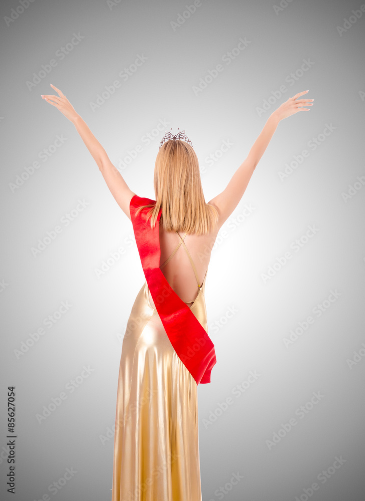 Beauty queen at contest against the gradient Beauty queen at contest against the gradient