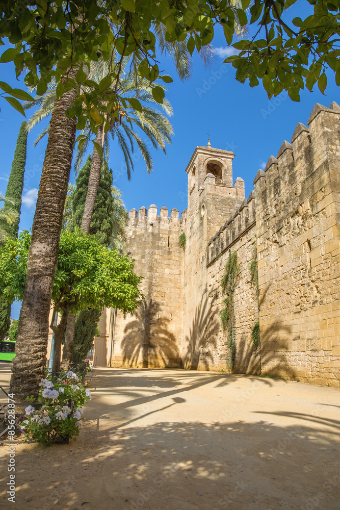 Cordoba - The walls of palace Alcazar de los Reyes Cristianos.