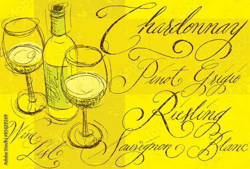 White wine with calligraphy