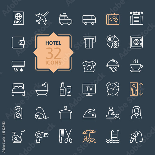 Outline web icon set - Hotel services 
