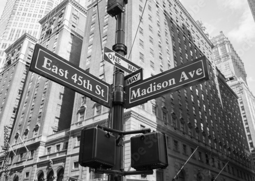 Photography Sign for East 45th and Madison Avenue in New York City
