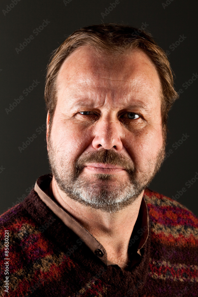 Obraz premium Portrait of a middle aged man with a beard wearing a sweater on