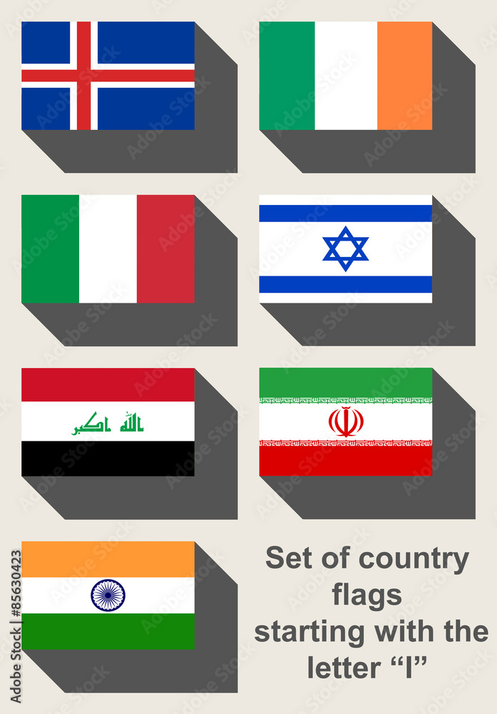 Set of country flags starting with I