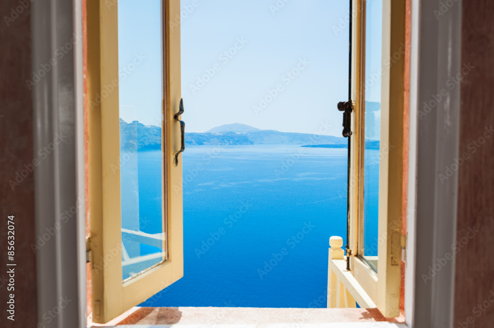 Open window with beautiful sea view.