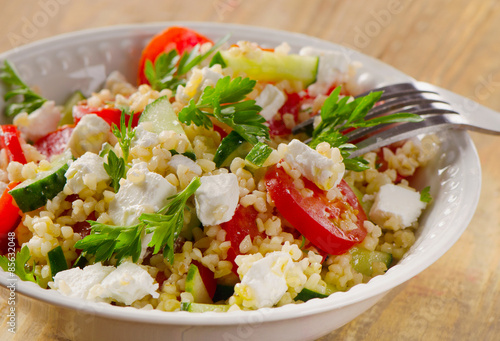 Gluten free vegetable salad  with  feta cheese.