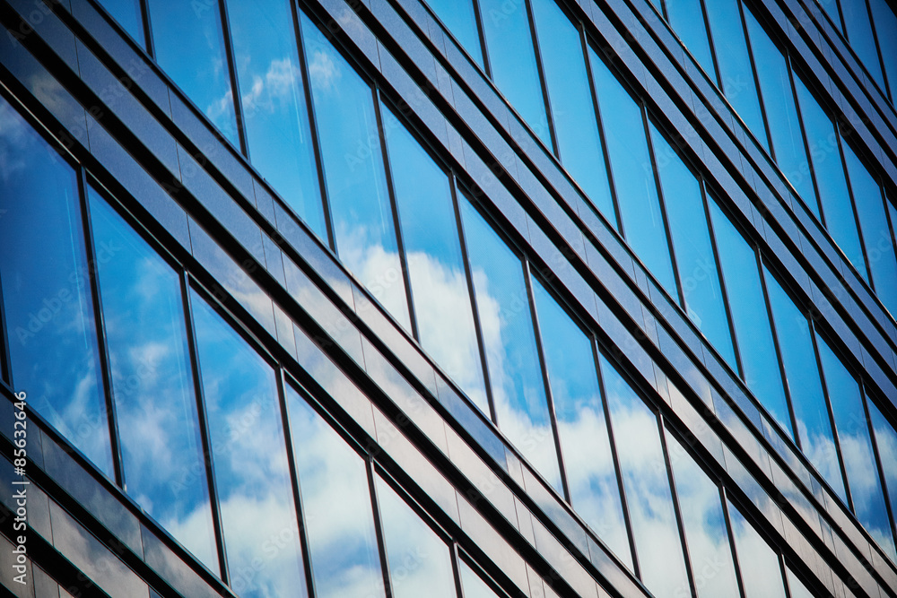 background, business center , the building , the city , the reflection in the windows. stripes