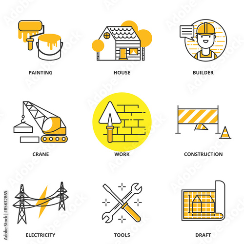 Construction vector icons set
