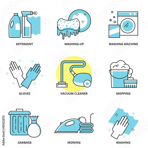 Cleaning vector icons set