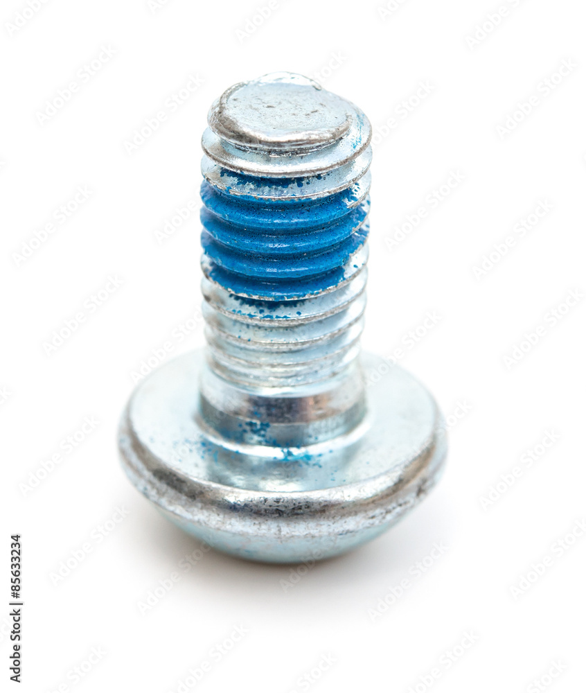round head bolt with blue glue on a white background round head bolt with blue glue on a white background