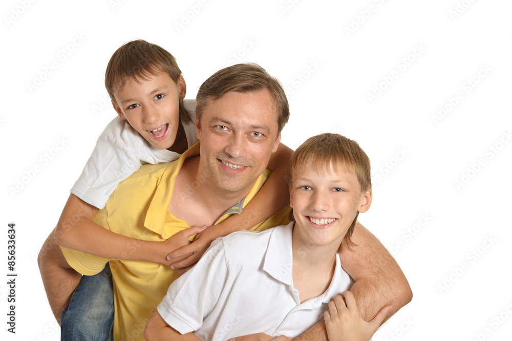 Happy family of three standing Happy family of three standing
