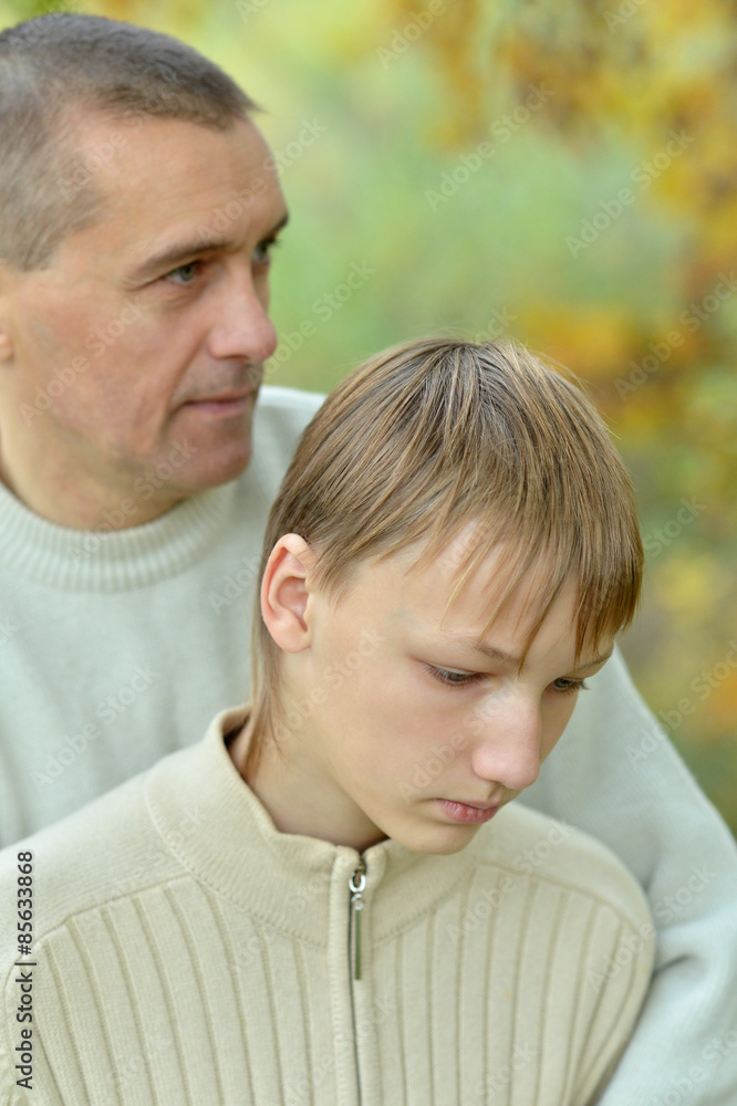 Sad father and boy Sad father and boy