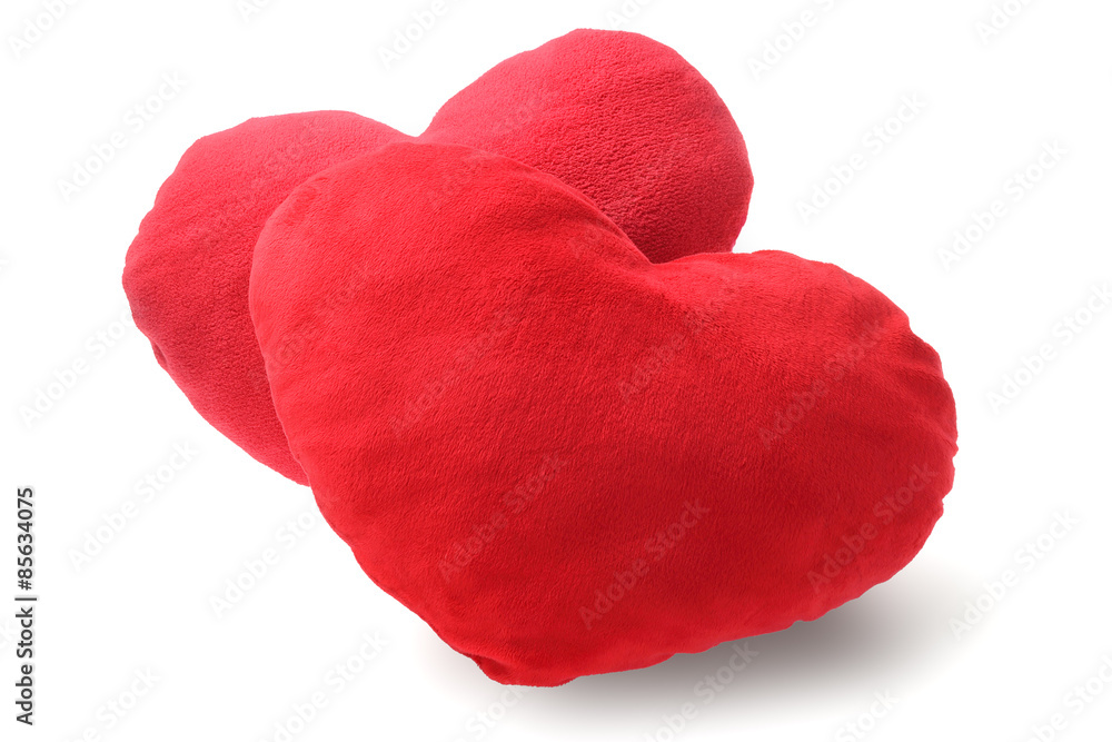 Two Red Heart Cushions Two Red Heart Cushions