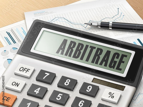 calculator with the word arbitrage