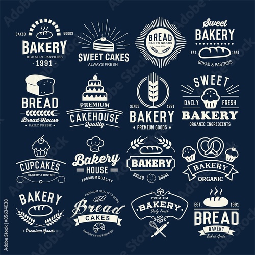 Retro Bakery labels, logos, badges, icons, objects and elements.