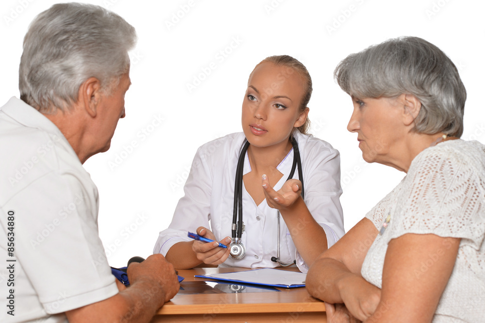 Fototapeta premium Senior Couple and young doctor