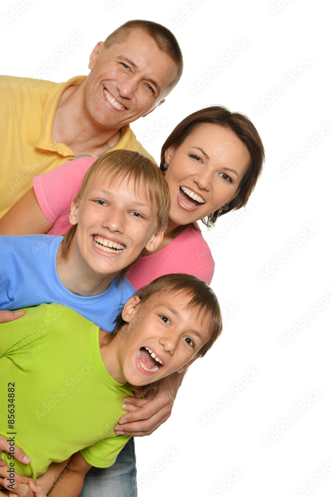 Happy family of four