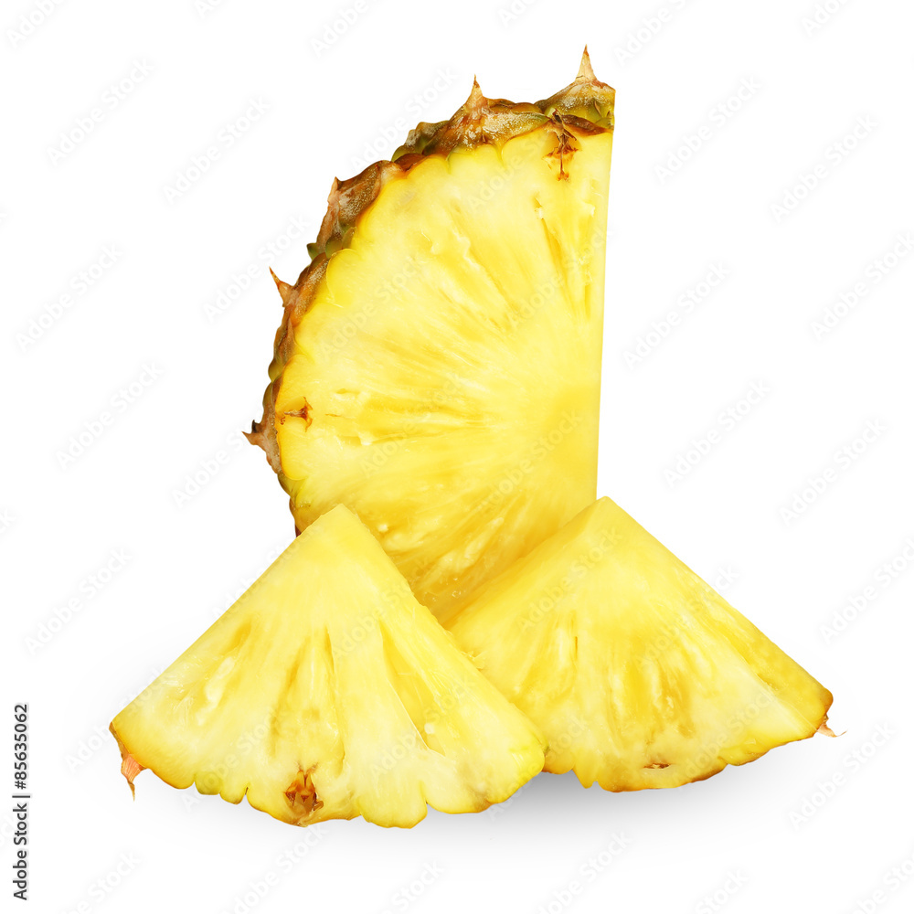 Pineapple slices isolated on white background Pineapple slices isolated on white background