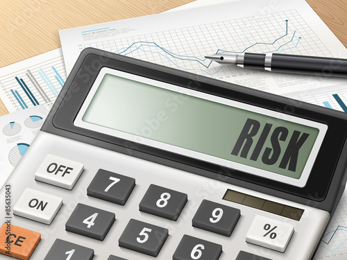 calculator with the word risk