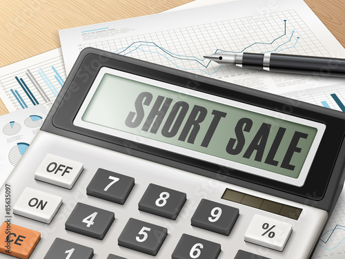 calculator with the word short sale
