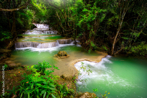 Fototapeta Naklejka Na Ścianę i Meble -  Huay Mae Kamin, Thailand waterfall in Kanjanaburi