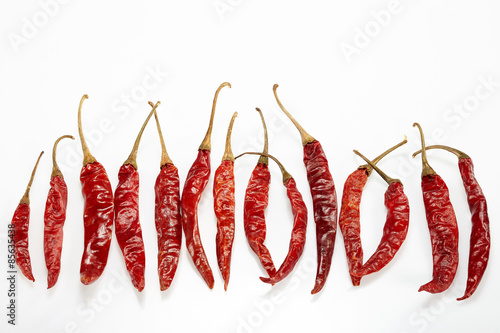 Chilli red dried pepper isolated on white background