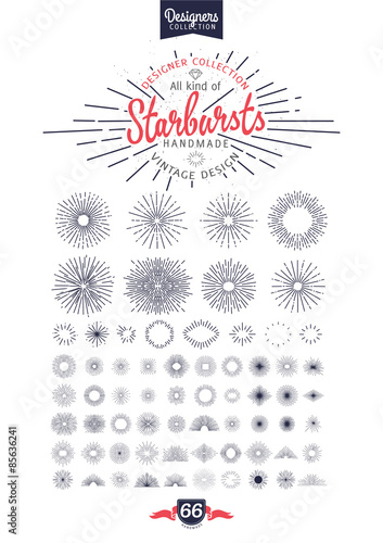 66 Handmade Starburst for vintage retro logos, signs. - Designers Collection