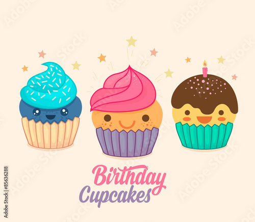 Birthday Party cartoon cupcakes
