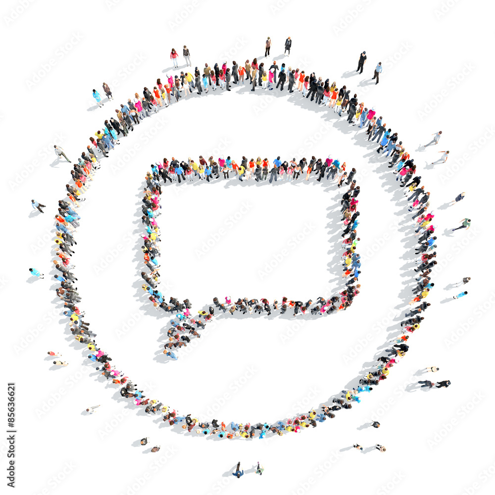 people in the shape of chat bubble. people in the shape of chat bubble.