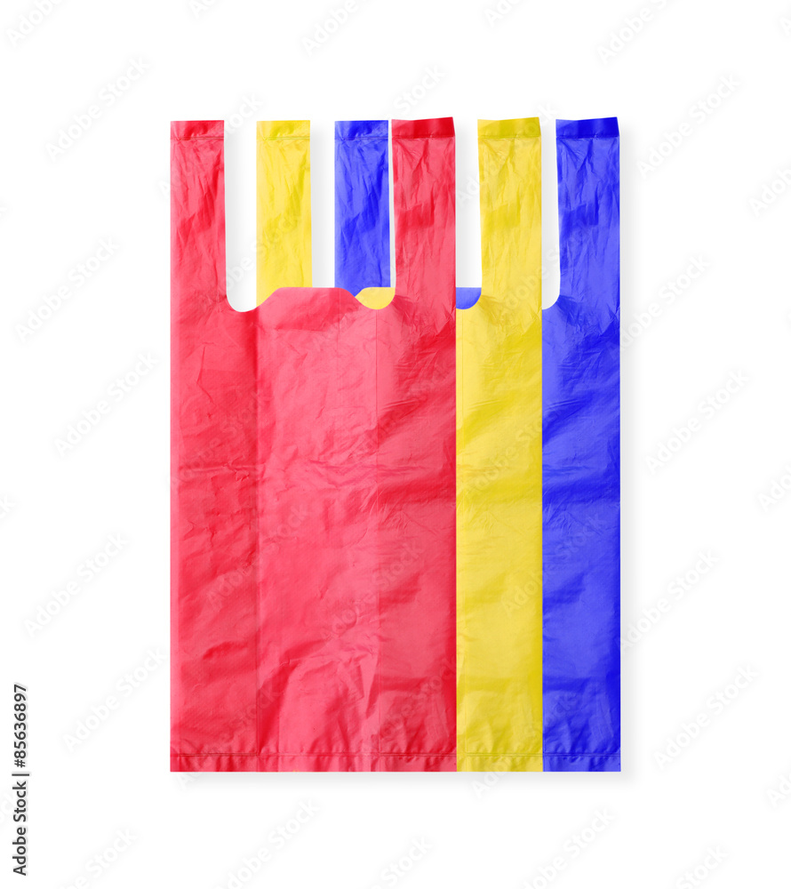 colorful plastic bag isolated on white background