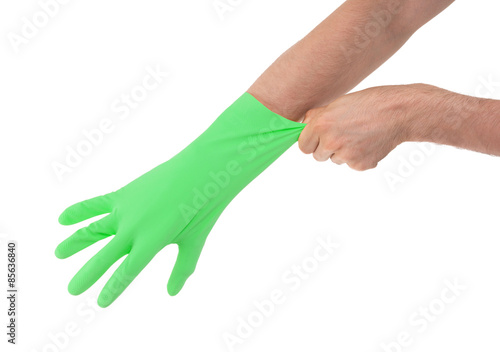 Hand in green glove