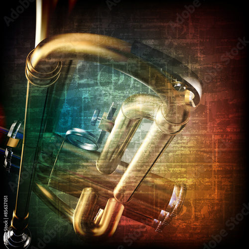 abstract grunge background with trumpet