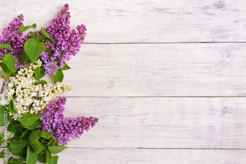 Fototapeta Naklejka Na Ścianę i Meble -  The beautiful lilac on a wooden background