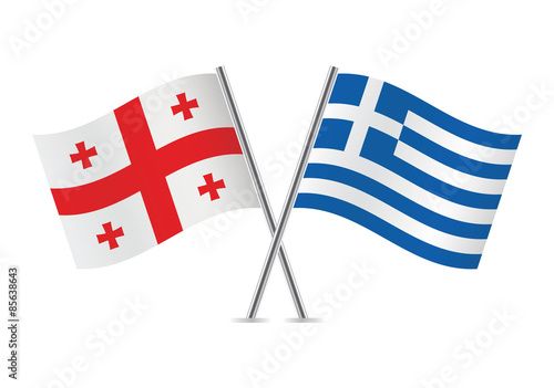 Georgia and Greece flags. Vector illustration.