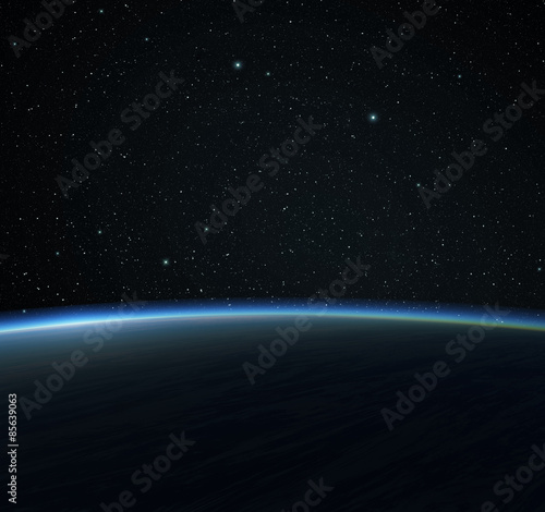 Fototapeta Naklejka Na Ścianę i Meble -  Blue planet and stars. Space background.