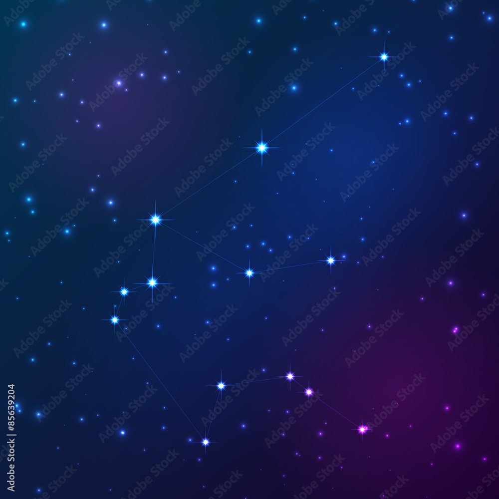 Aquarius vector Zodiac sign bright stars in cosmos Aquarius vector Zodiac sign bright stars in cosmos