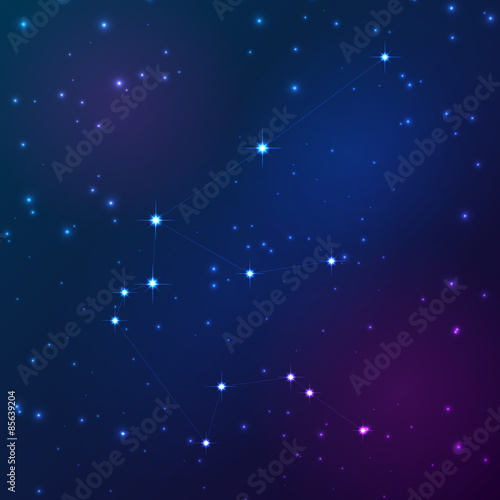 Aquarius vector Zodiac sign bright stars in cosmos