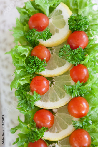 Salad in top of sandwich cake