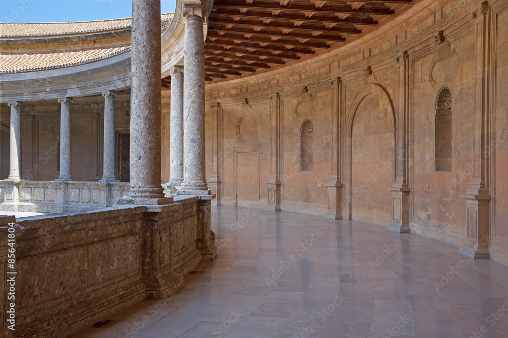 Granada - corridor of Alhambra palace of Charles V