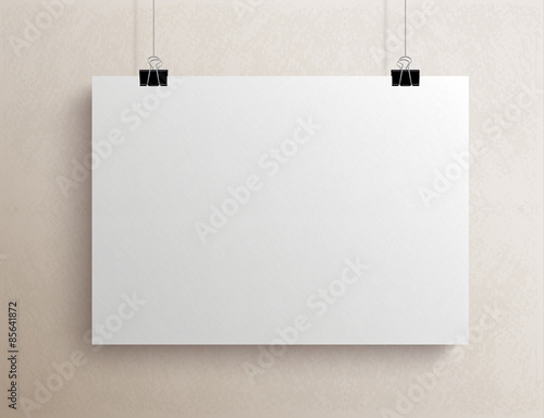 White blank horizontal sheet of paper,  mock-up