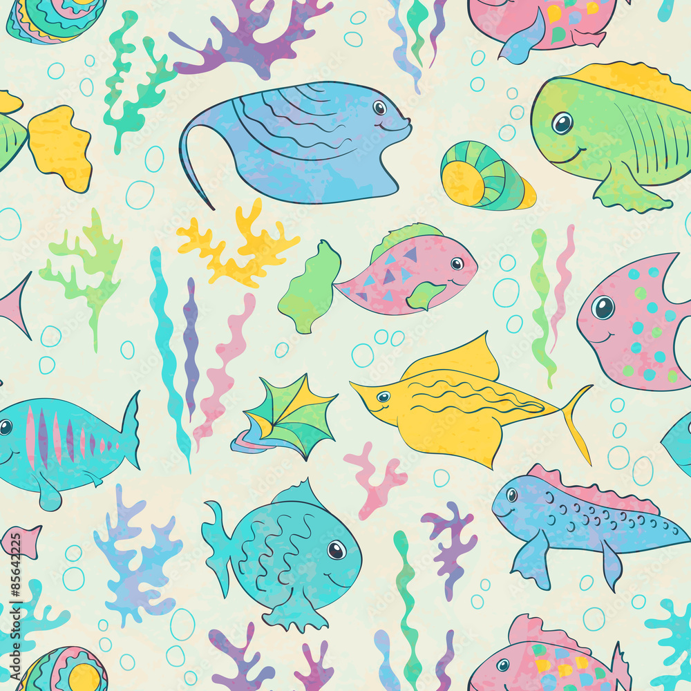 Fototapeta premium Cartoon sea fish
