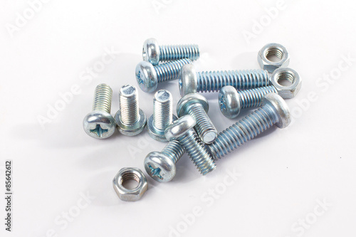 Close up Bolts on white background