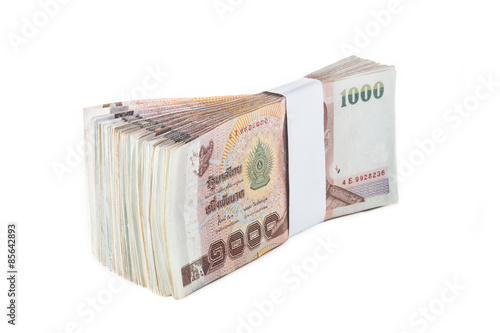 Fotografie Thai baht banknotes on white