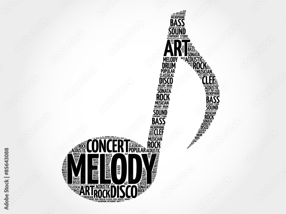 Music note word cloud, melody concept Stock Vector | Adobe Stock