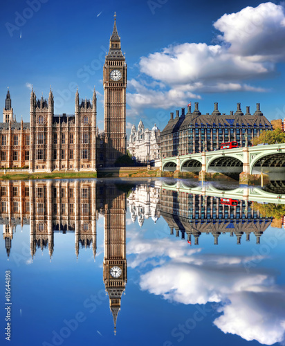 Big Ben with bridge in London, England #85644898