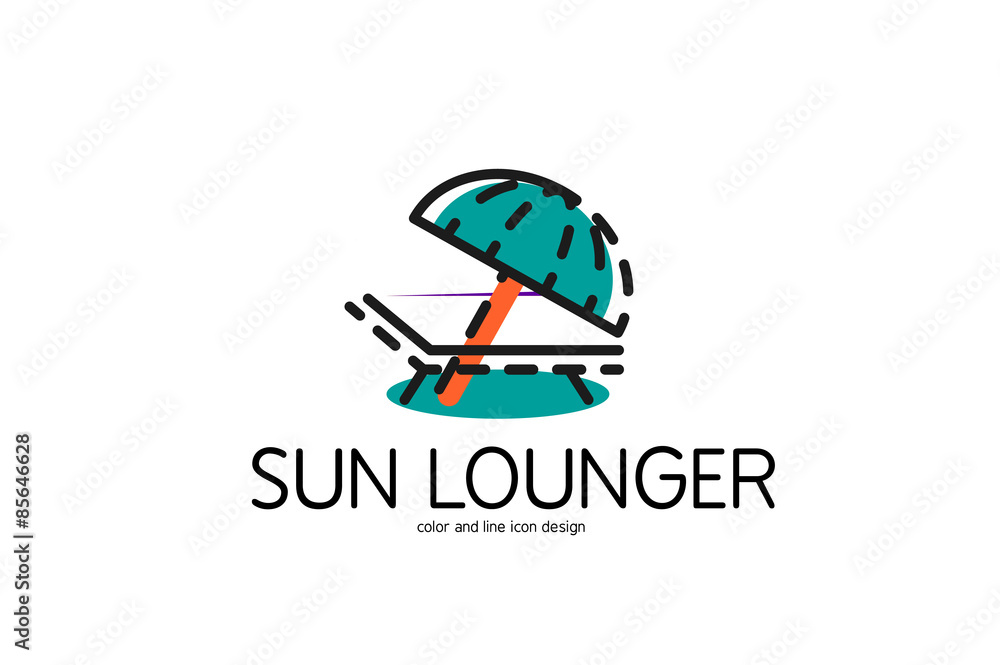 Color line icon for flat design. Sun lounger