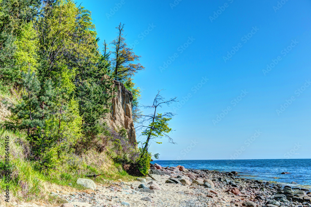 Fototapeta premium Cliff of Orlowo at Baltic sea, Poland, photo HDR