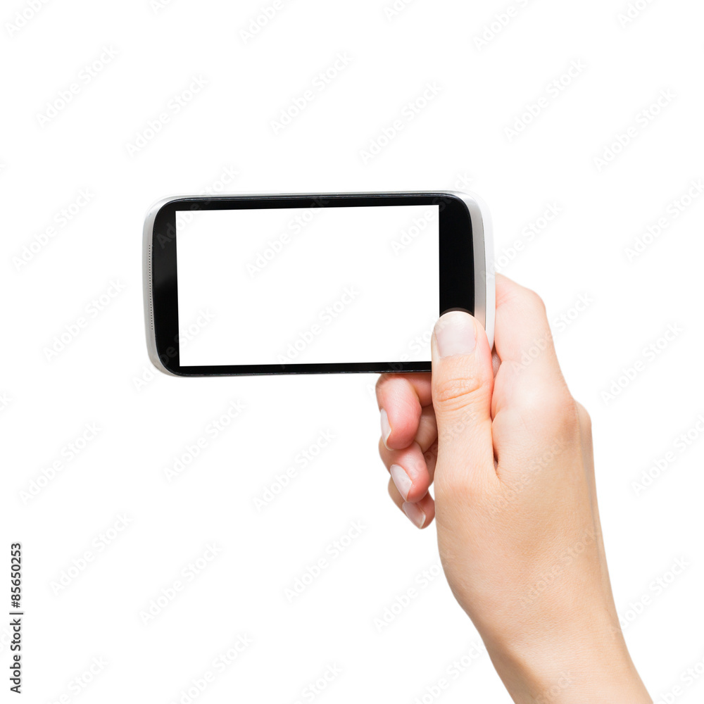 Hands holding smart phones isolated Hands holding smart phones isolated