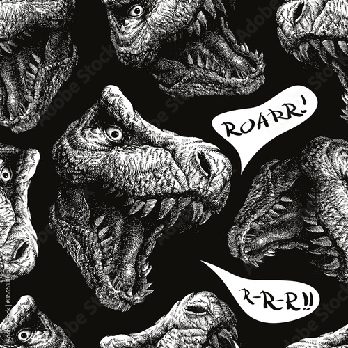 Obraz na plátně Trex Dinosaur. Vector seamless background. Eps 8